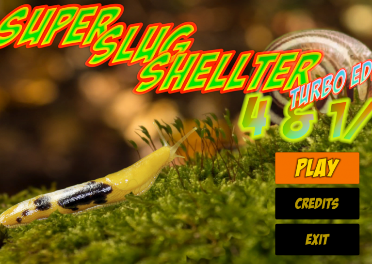 Screenshot of the Main Menu of the game Super Slug Shellter.