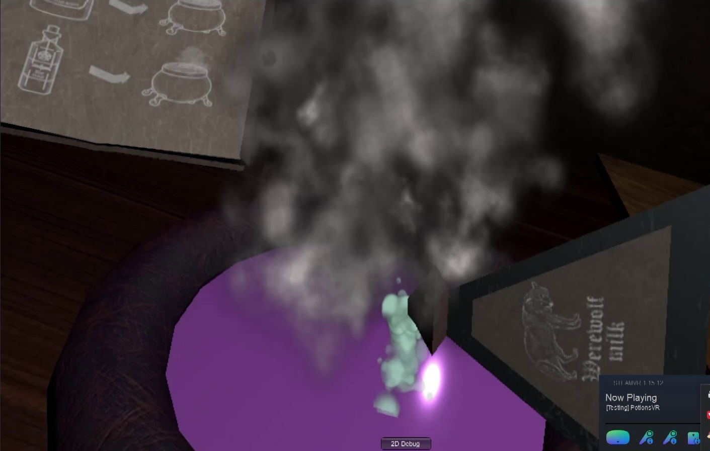 Gameplay screenshot of ingredient mixing of Potions VR.